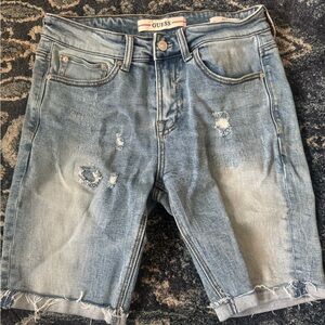 GUESS Mens Light Blue Jean Shorts